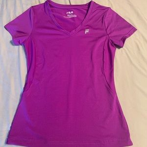 Purple short sleeve workout top